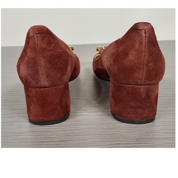 MICHAEL Michael Kors 'Gloria' Square Toe Pump Brick Color Suede Womens Size 5 - Picture 4 of 6